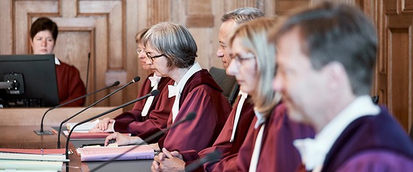 Judges in a courtroom